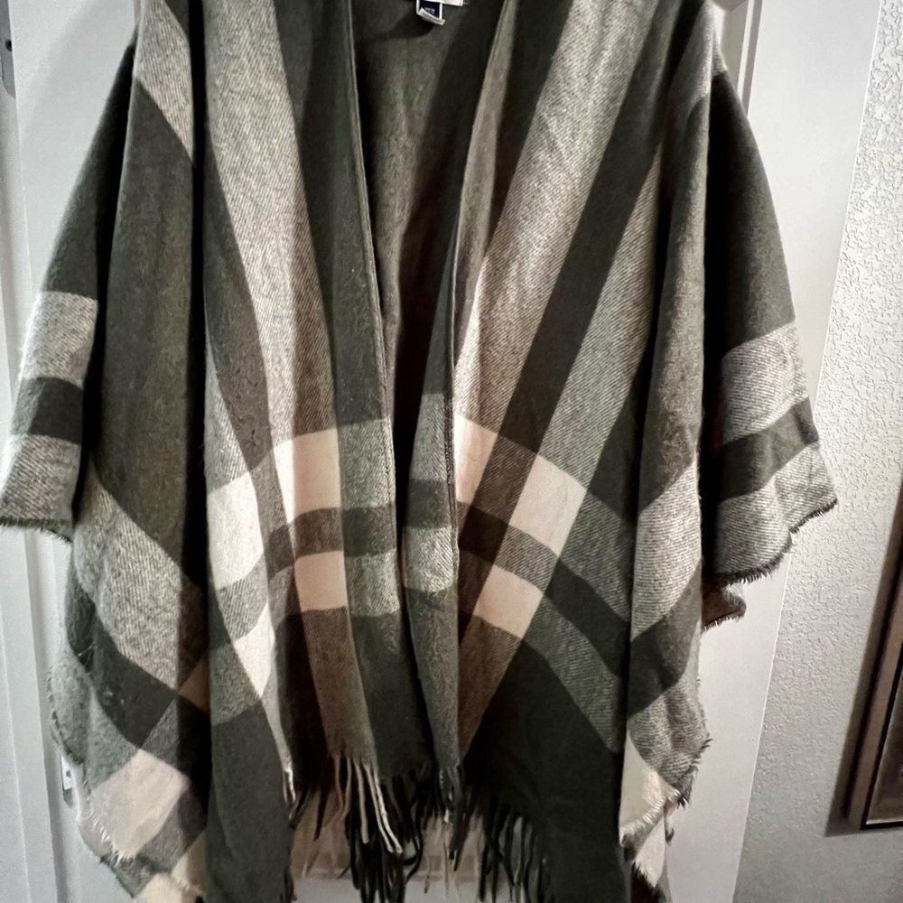 Fall flannel styled poncho, lightly worn